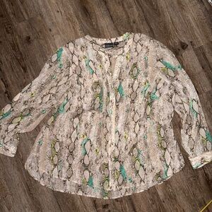 Covington Essentials • Snake Print Sheer Blouse